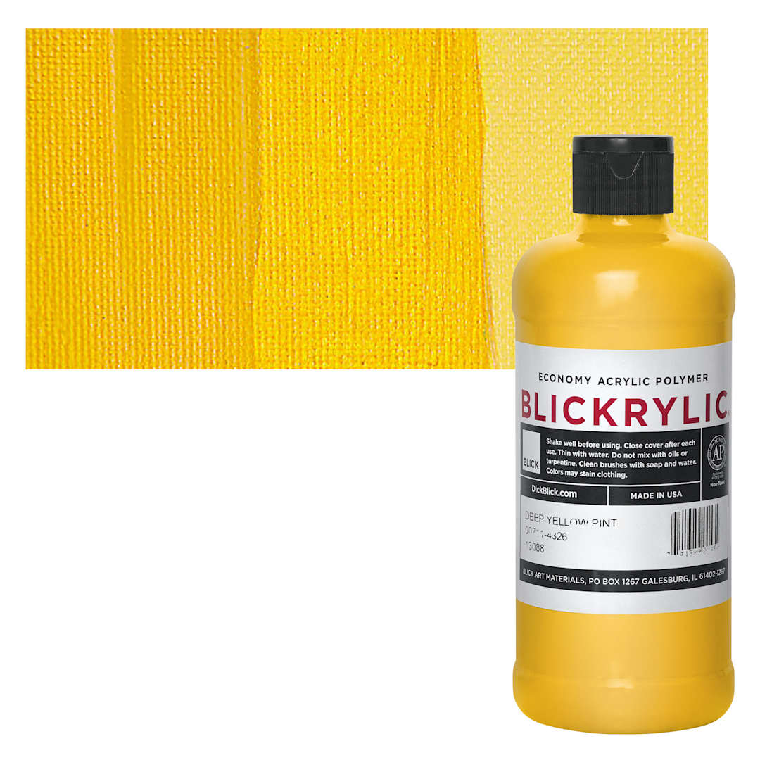 Open in modal - Blickrylic Student Acrylic - Deep Yellow, Pint and swatch