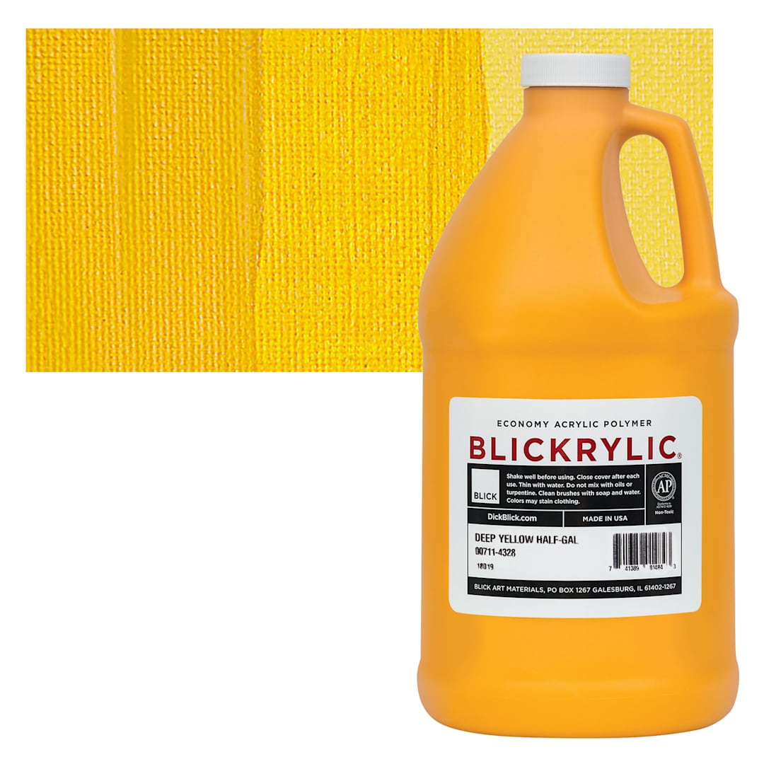 Open in modal - Blickrylic Student Acrylic - Deep Yellow, Half Gallon and swatch