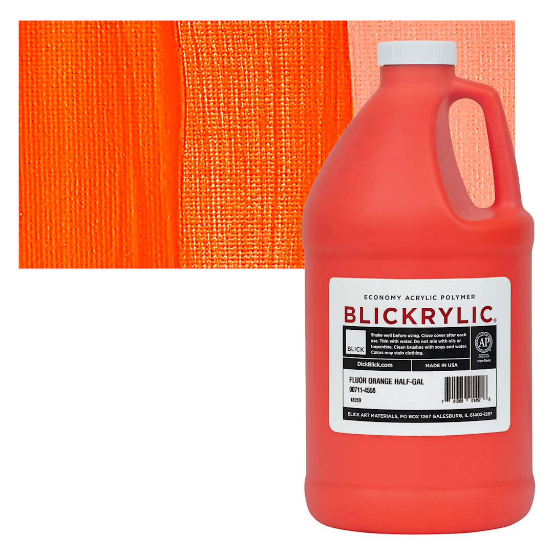 Open in modal - Blickrylic Student Acrylic - Fluorescent Orange, Half Gallon and swatch