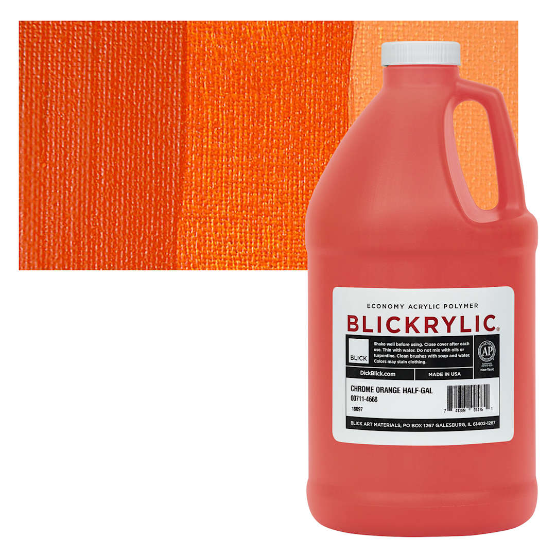 Open in modal - Blickrylic Student Acrylic - Chrome Orange, Half Gallon and swatch