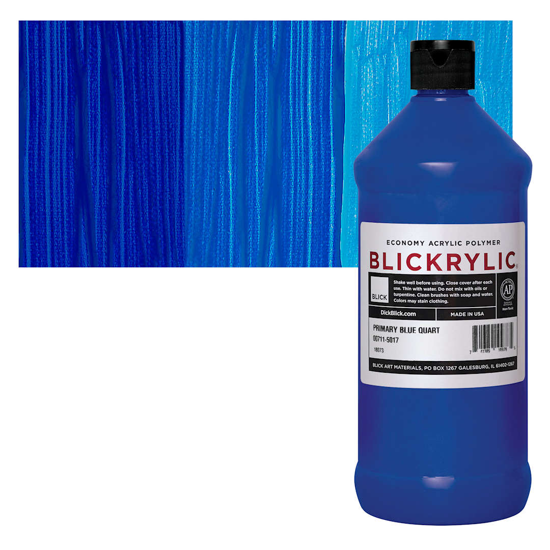 Open in modal - Blickrylic Student Acrylic - Primary Blue, Quart and swatch