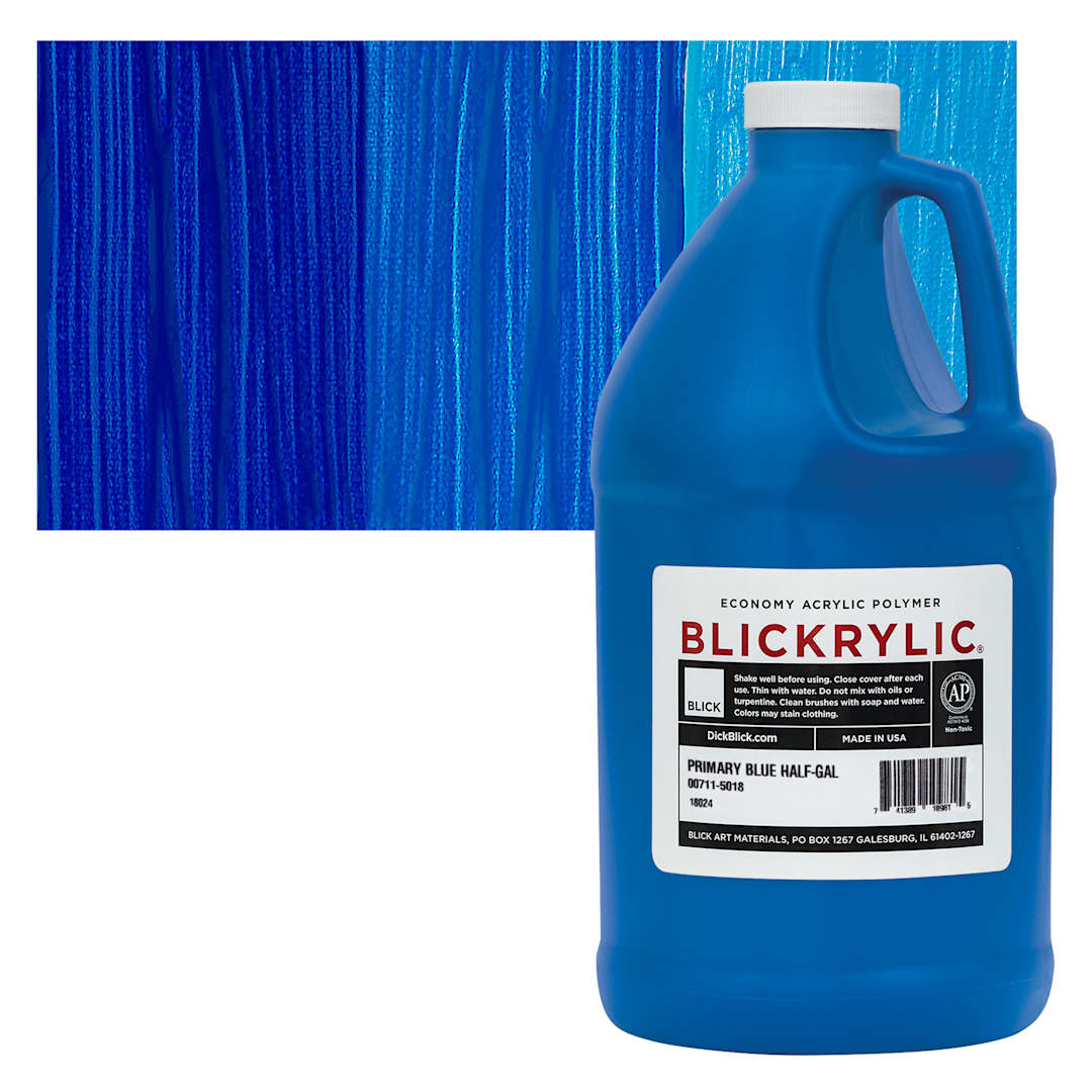 Open in modal - Blickrylic Student Acrylic - Primary Blue, Half Gallon and swatch