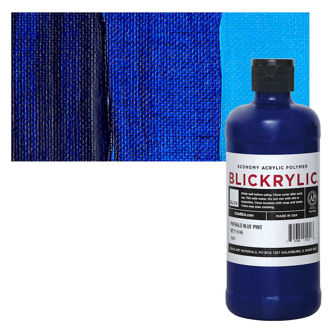 Open in modal - Blickrylic Student Acrylic - Phthalo Blue, Pint and swatch