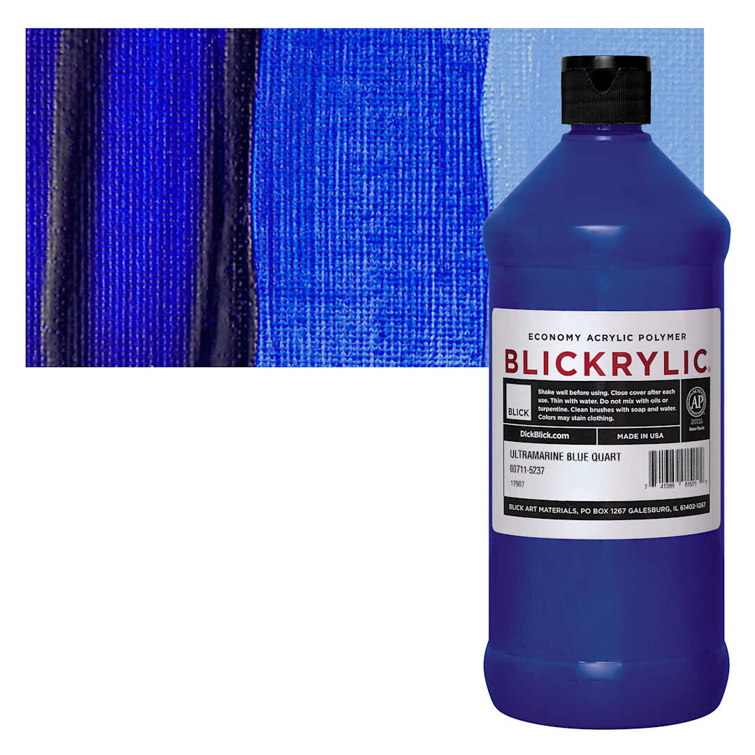 Open in modal - Blickrylic Student Acrylic - Ultramarine Blue, Quart and swatch