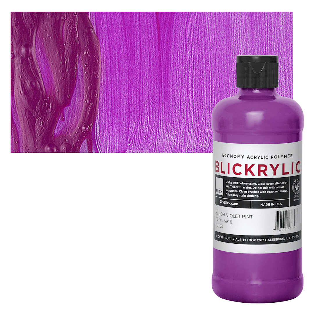 Open in modal - Blickrylic Student Acrylic - Fluorescent Violet, Pint and swatch