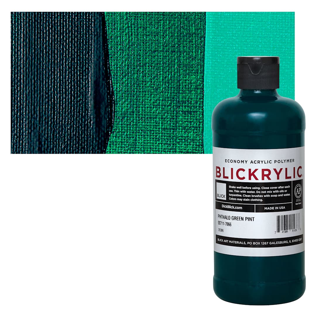 Open in modal - Blickrylic Student Acrylic - Phthalo Green, Pint and swatch