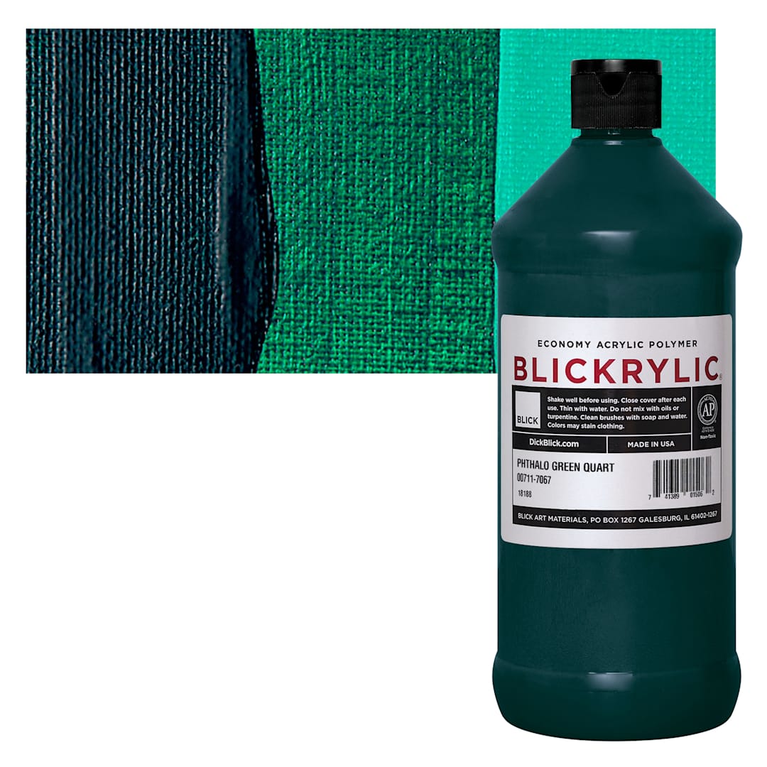 Open in modal - Blickrylic Student Acrylic - Phthalo Green, Quart and swatch