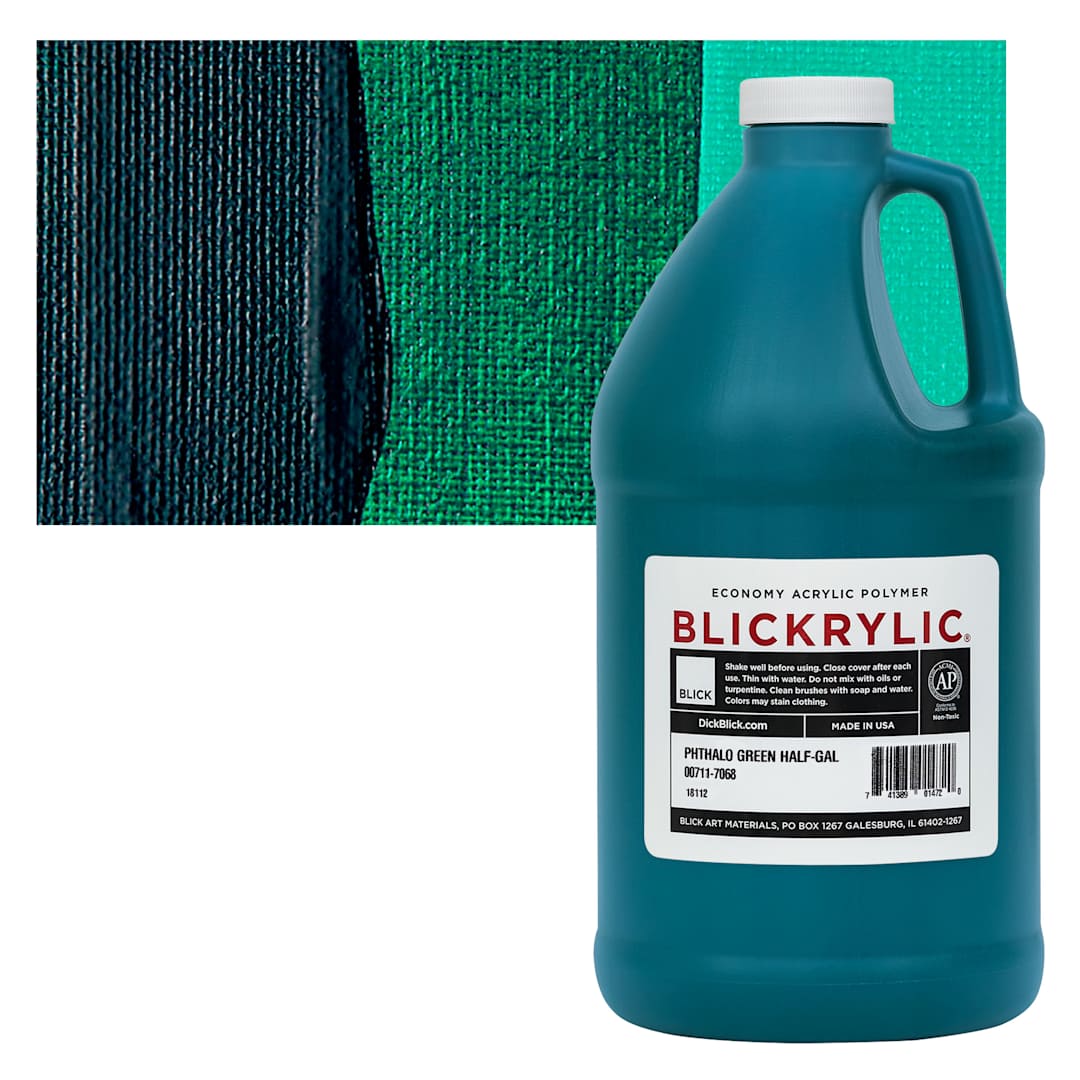 Open in modal - Blickrylic Student Acrylic - Phthalo Green, Half Gallon and swatch