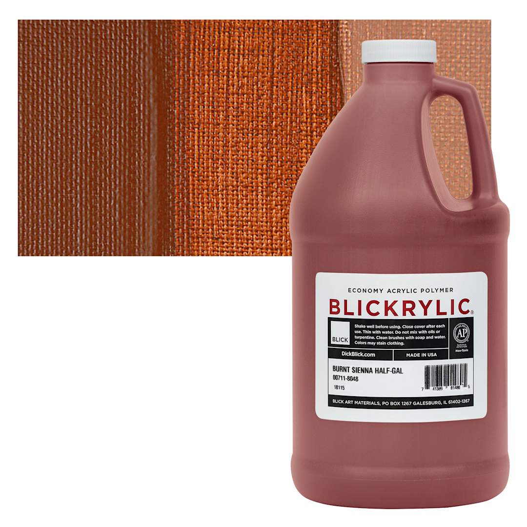 Open in modal - Blickrylic Student Acrylic - Burnt Sienna, Half Gallon and swatch
