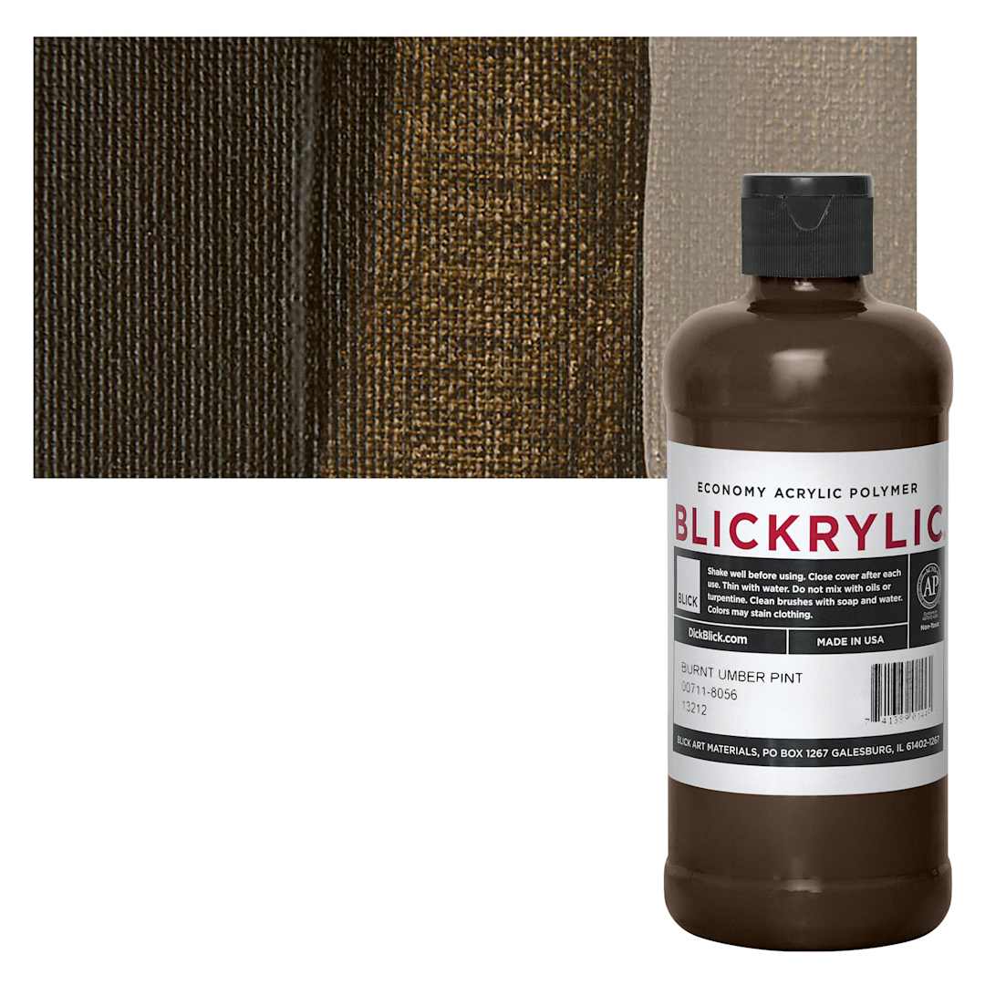 Open in modal - Blickrylic Student Acrylic - Burnt Umber, Pint and swatch