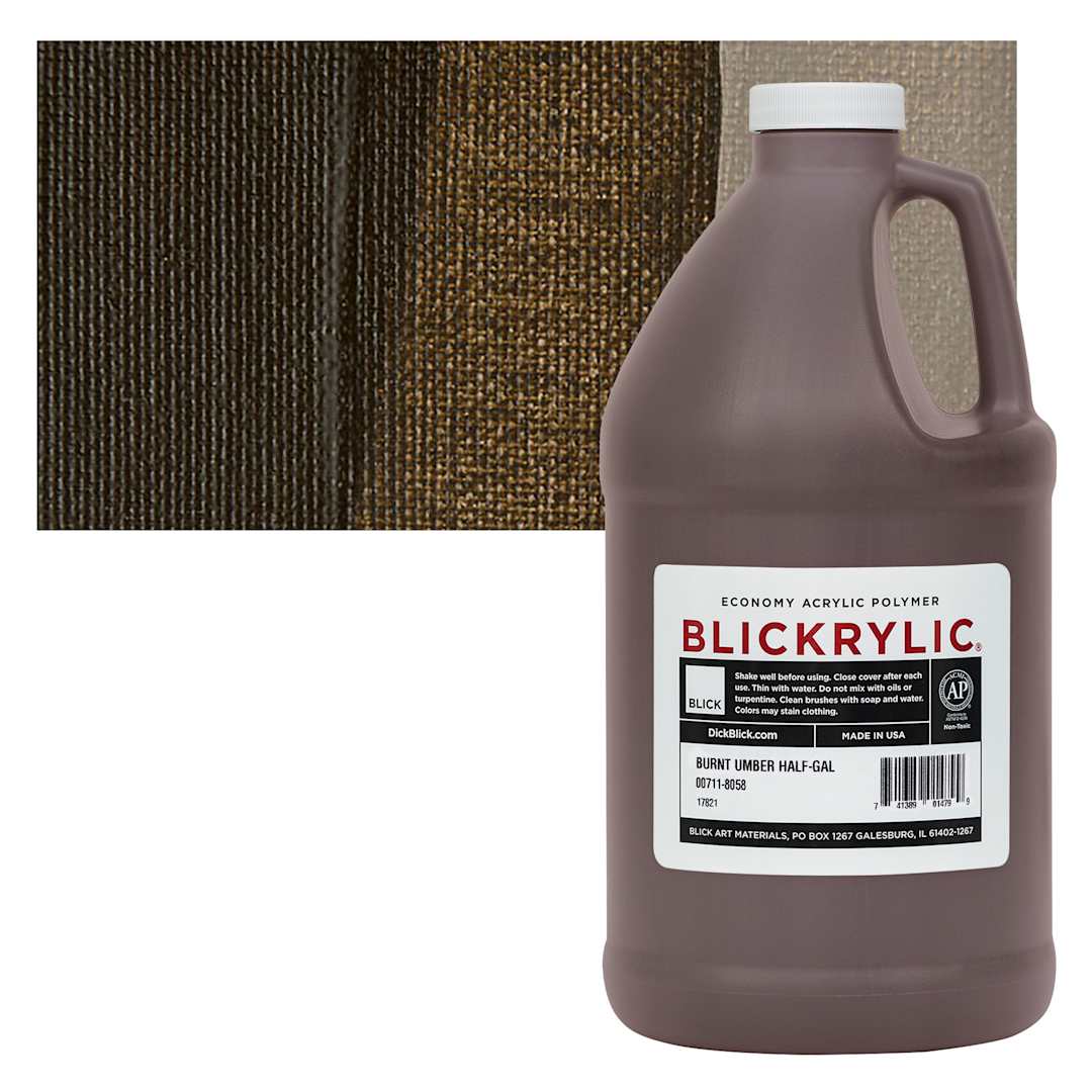 Open in modal - Blickrylic Student Acrylic - Burnt Umber, Half Gallon and swatch