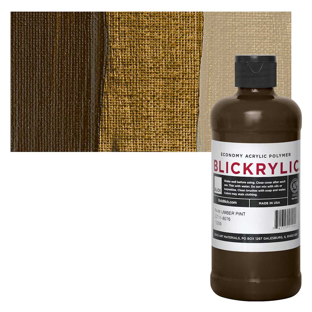 Open in modal - Blickrylic Student Acrylic - Raw Umber, Pint and swatch