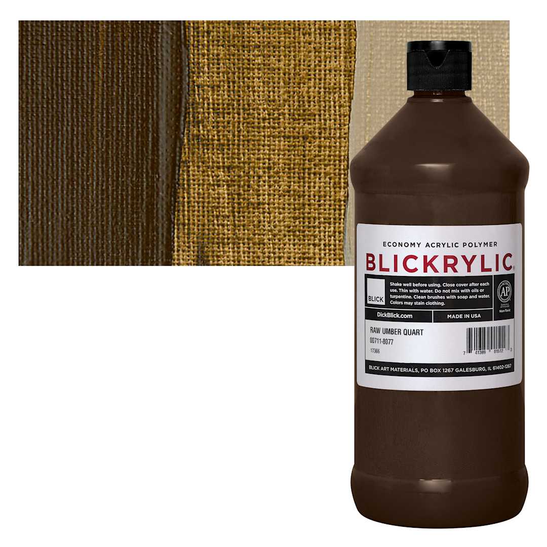 Open in modal - Blickrylic Student Acrylic - Raw Umber, Quart and swatch