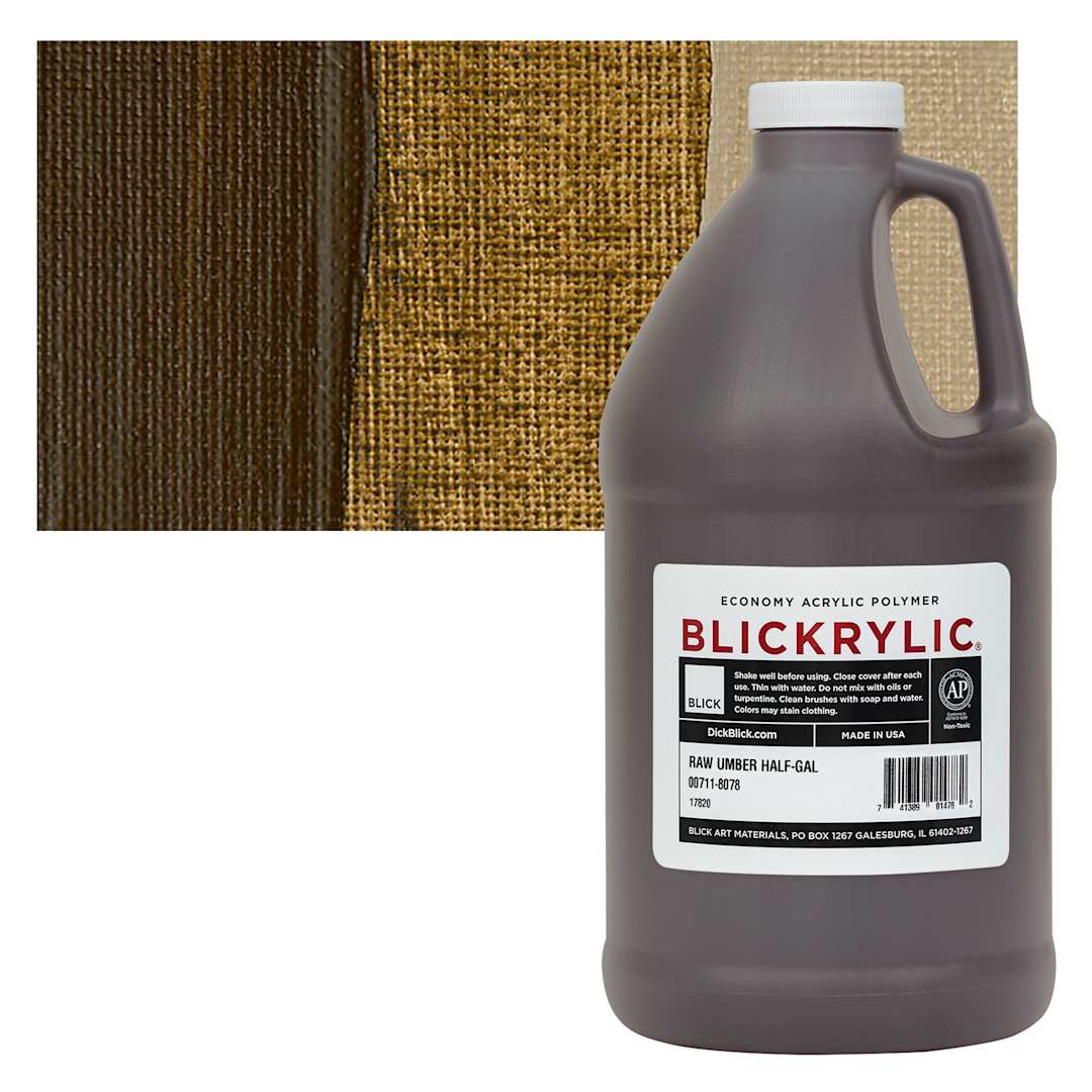 Open in modal - Blickrylic Student Acrylic - Raw Umber, Half Gallon and swatch