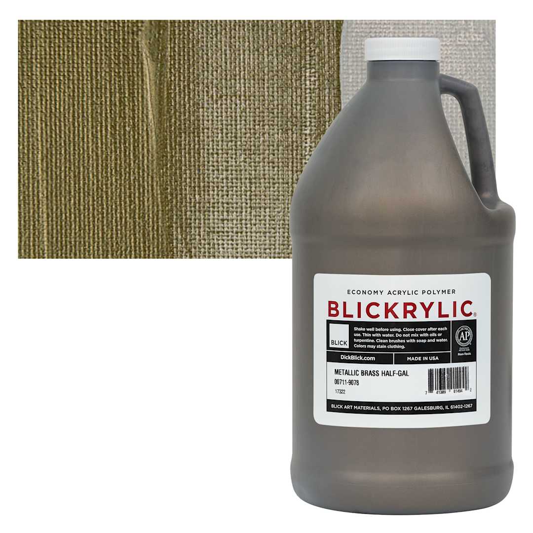 Open in modal - Blickrylic Student Acrylic - Metallic Brass, Half Gallon and swatch