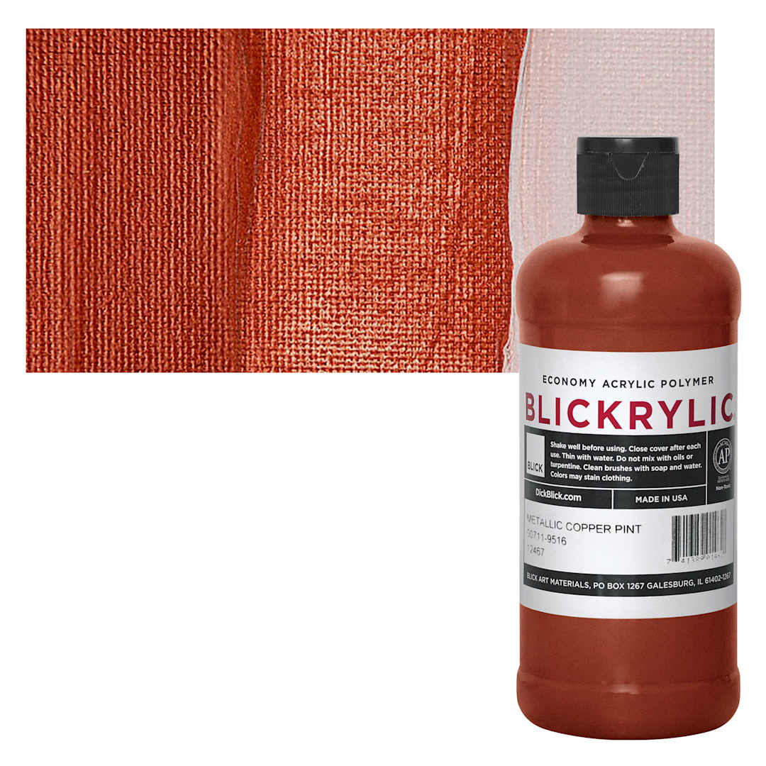 Open in modal - Blickrylic Student Acrylic - Metallic Copper, Pint and swatch