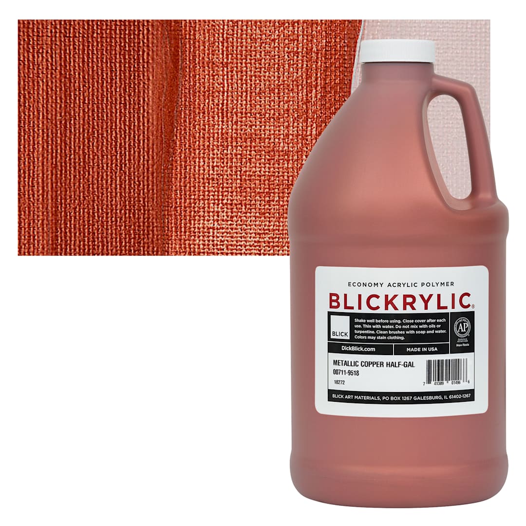 Open in modal - Blickrylic Student Acrylic - Metallic Copper, Half Gallon and swatch