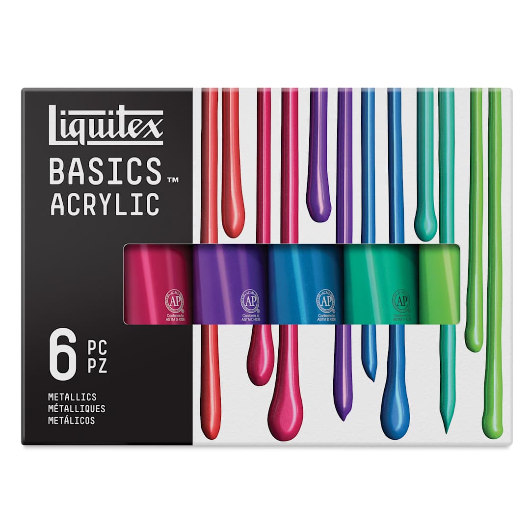 Open in modal - Liquitex Basics - Set of 6, Metallic Assorted, 118 ml front of package