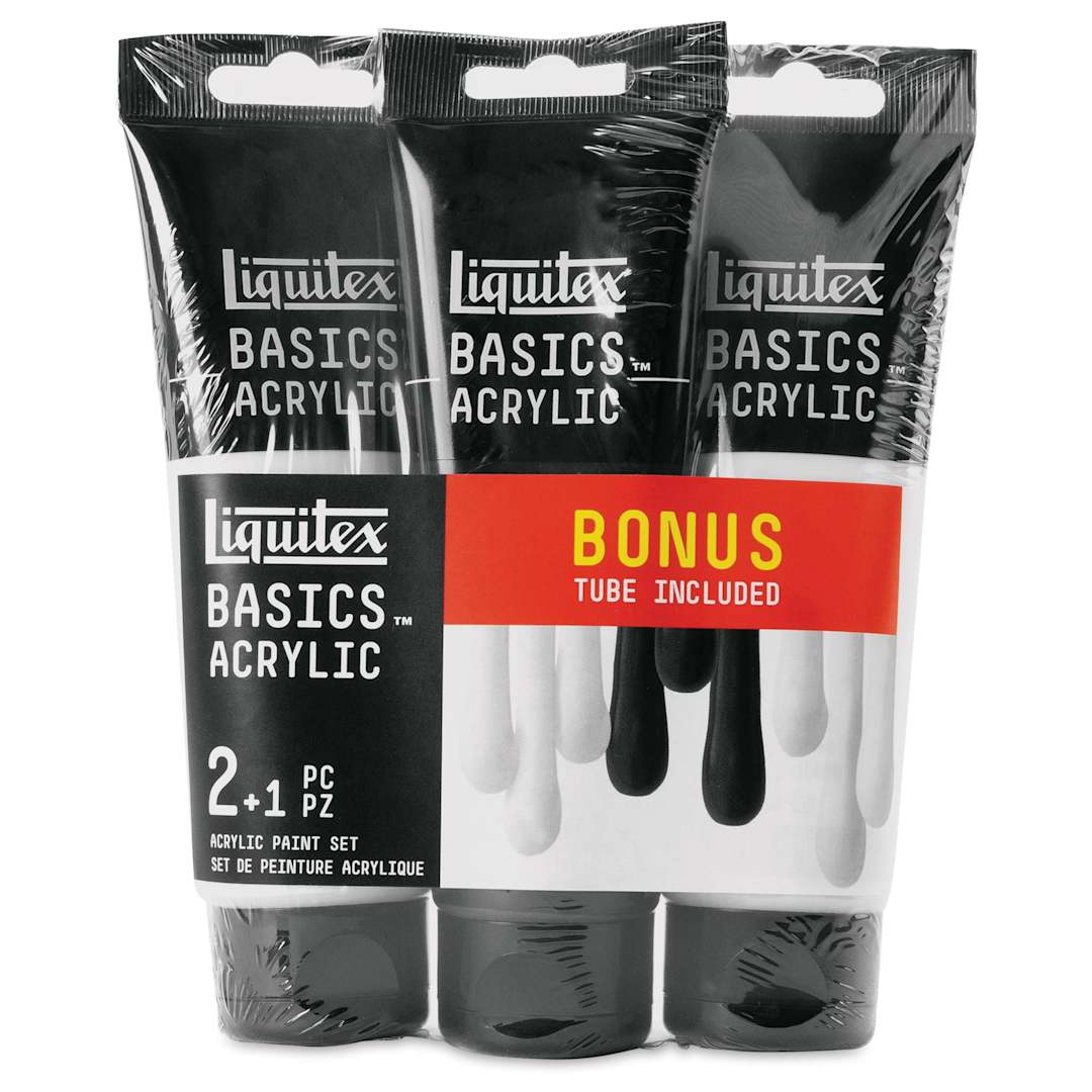 Open in modal - Liquitex Basics Acrylic Paints - Set of 3, White and Black, 118 ml