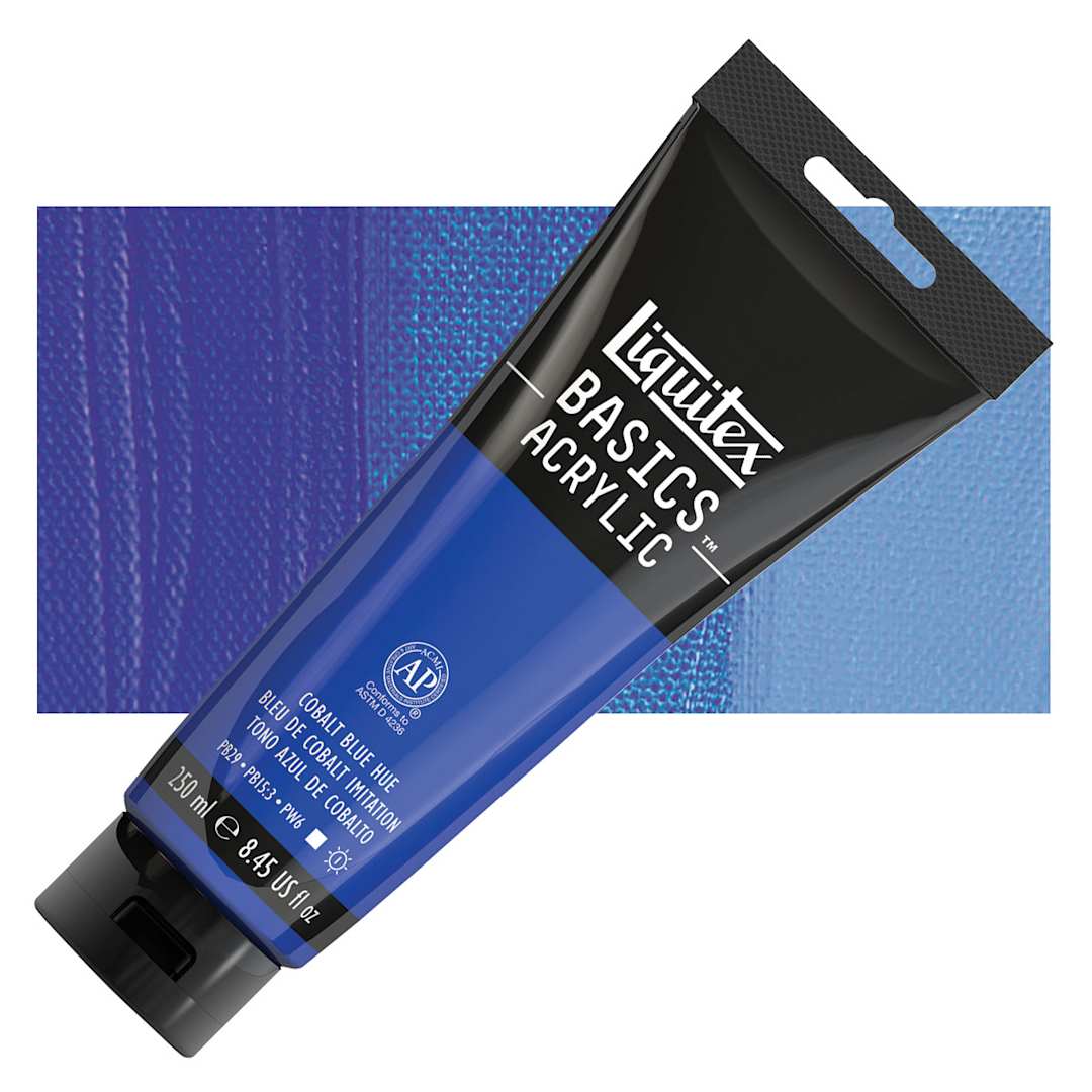 Open in modal - Liquitex Basics Acrylic Paint - Cobalt Blue Hue, 8.5 oz Tube and swatch