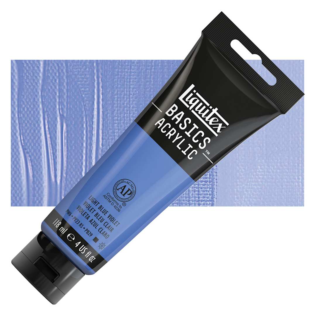 Open in modal - Liquitex Basics Acrylic Paint - Light Blue Violet, 4 oz tube and swatch