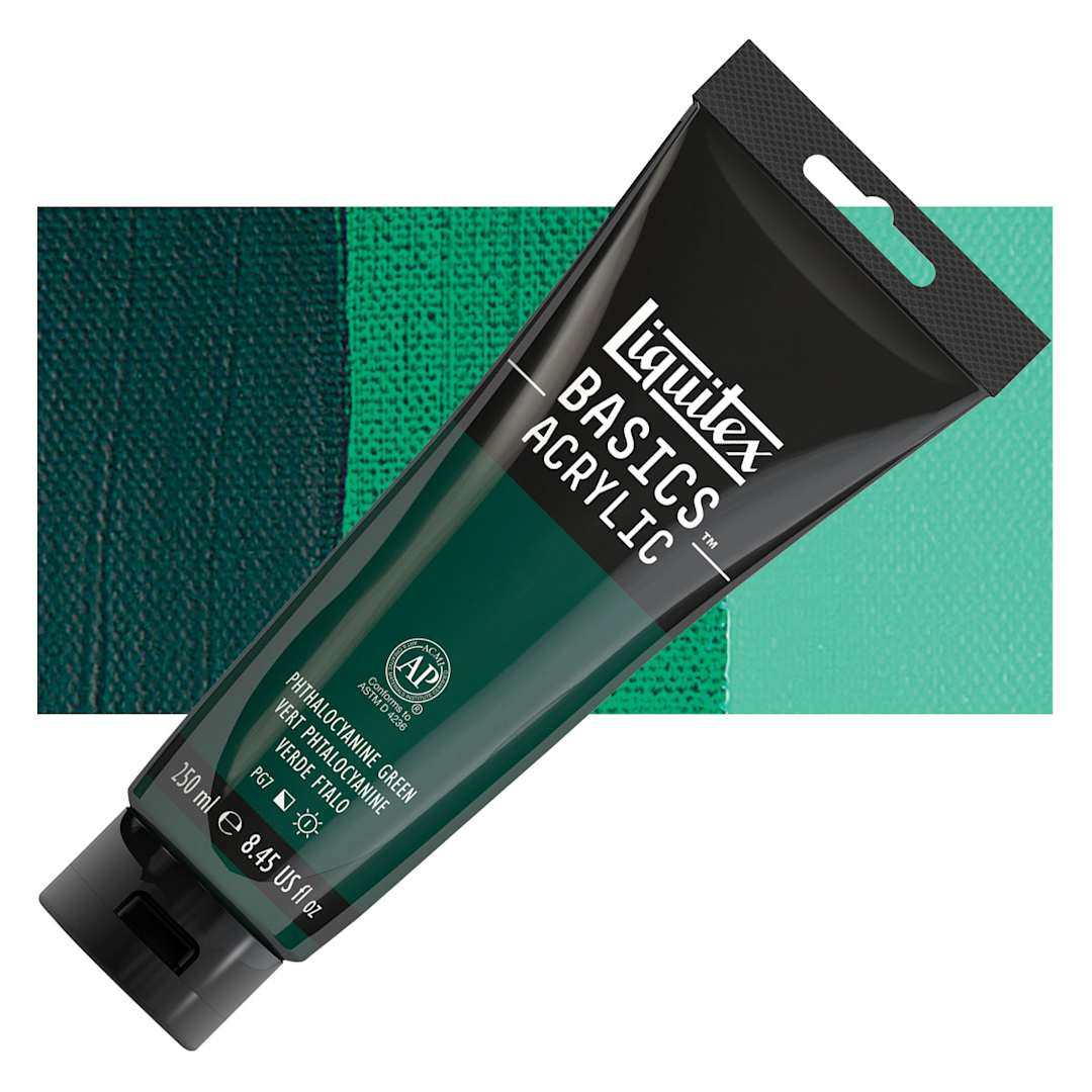 Open in modal - Liquitex Basics Acrylic Paint - Phthalo Green, 8.5 oz Tube and swatch