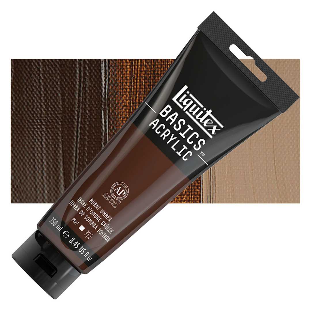 Open in modal - Liquitex Basics Acrylic Paint - Burnt Umber, 8.5 oz Tube and swatch