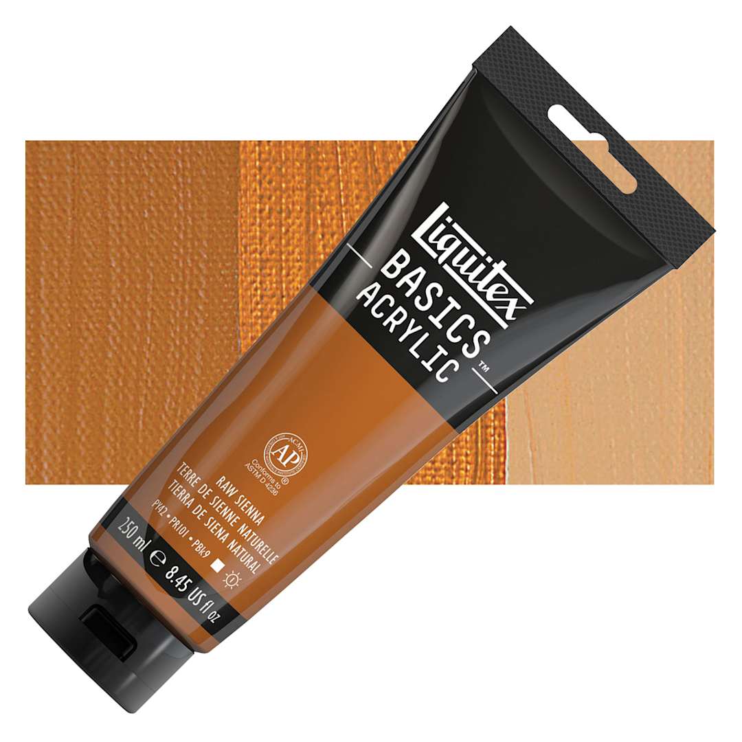 Open in modal - Liquitex Basics Acrylic Paint - Raw Sienna, 8.5 oz Tube and swatch