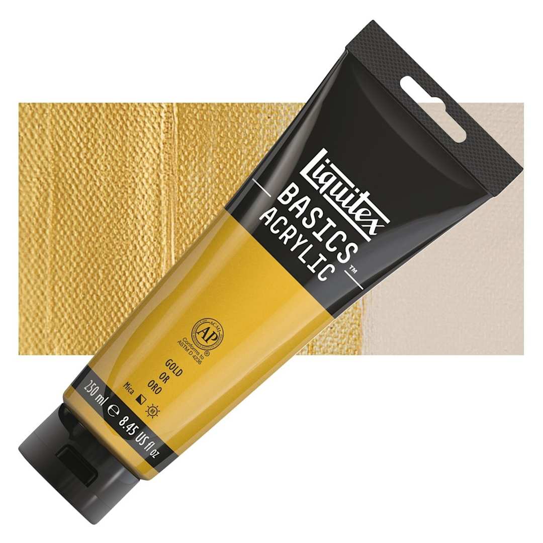Open in modal - Liquitex Basics Acrylic Paint - Gold, 8.5 oz Tube and swatch