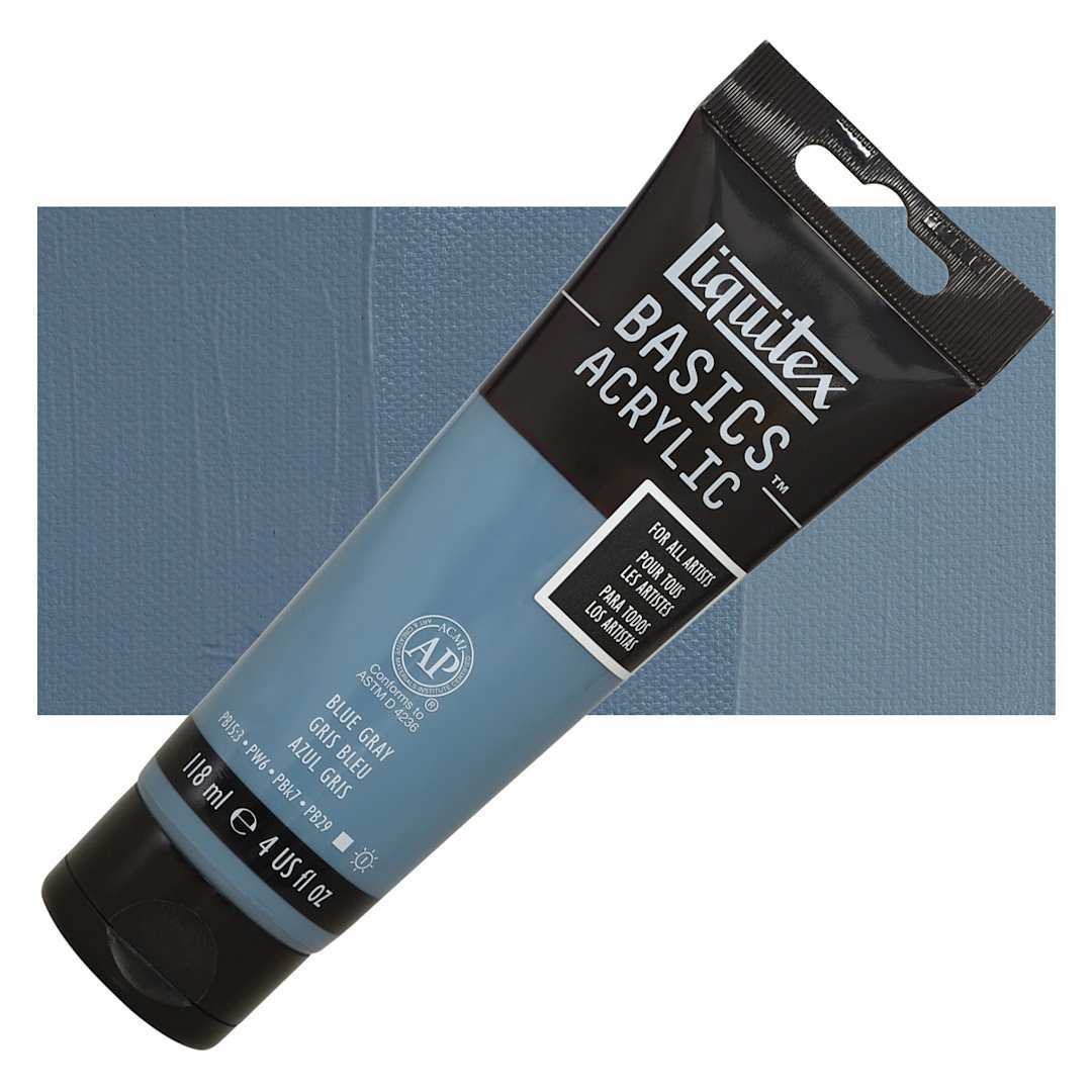 Open in modal - Liquitex Basics Acrylic Paint - Blue Gray, 4 oz tube and swatch