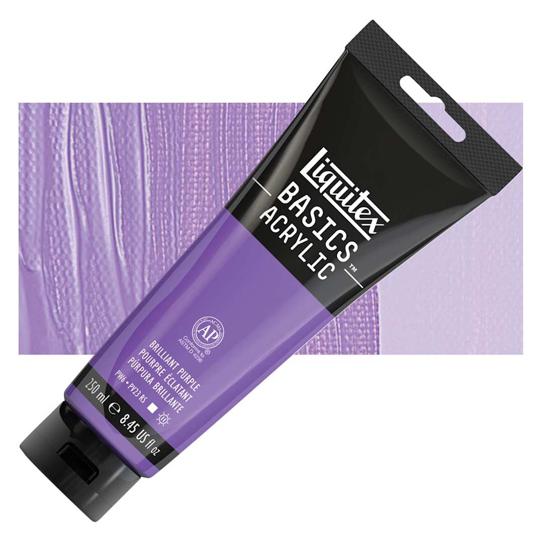 Open in modal - Liquitex Basics Acrylic Paint - Brilliant Purple, 8.5 oz Tube and swatch