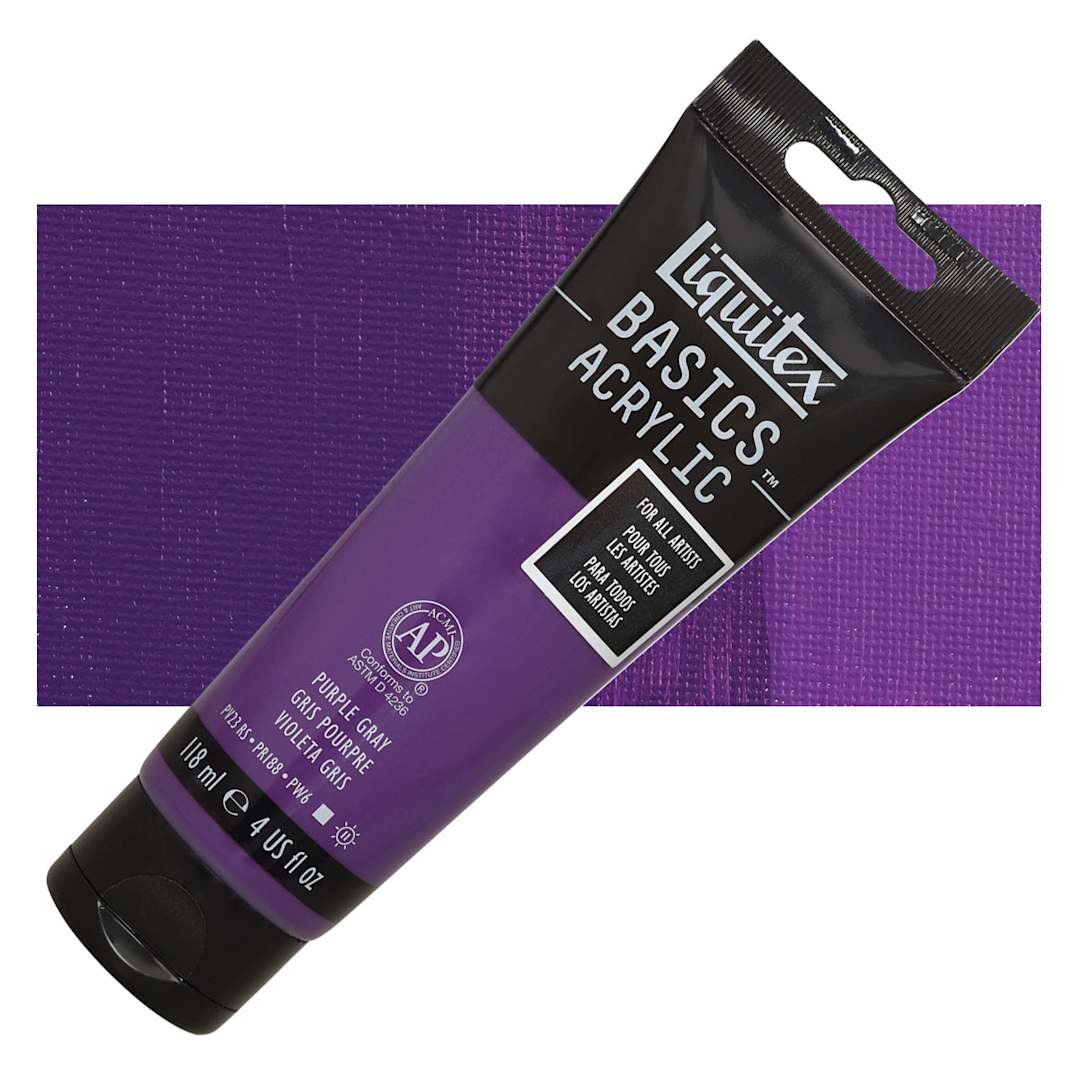 Open in modal - Liquitex Basics Acrylic Paint - Purple Gray, 4 oz tube and swatch