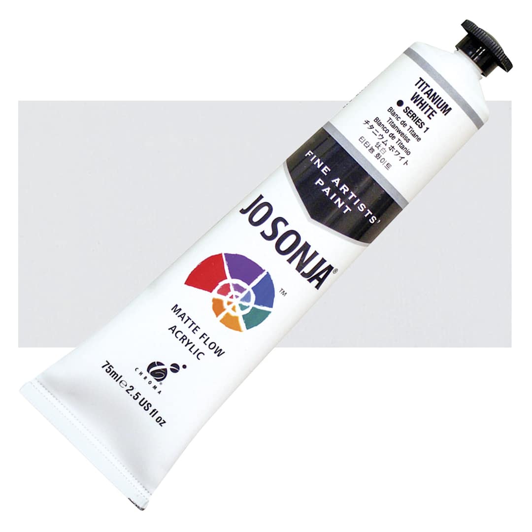Open in modal - Jo Sonja's Artist Acrylic - Titanium White, 2.5 oz tube and swatch