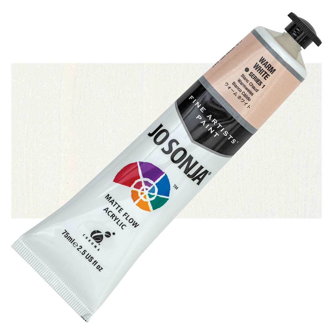 Open in modal - Jo Sonja's Artist Acrylic - Warm White, 2.5 oz tube and swatch