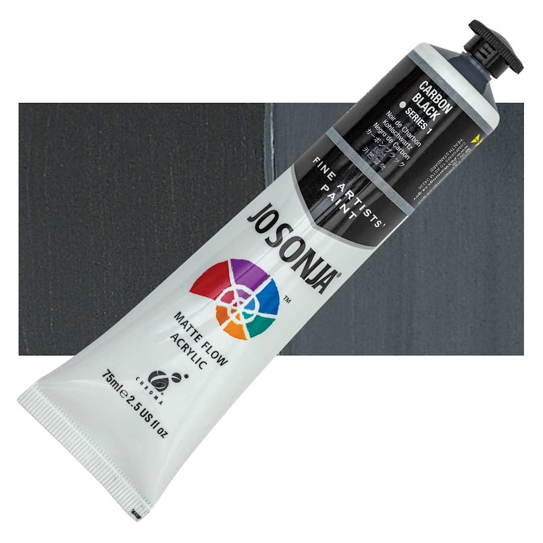 Open in modal - Jo Sonja's Artist Acrylic - Carbon Black, 2.5 oz tube and swatch