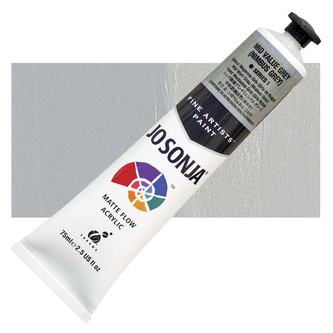 Open in modal - Jo Sonja's Artist Acrylic - Nimbus Gray, 2.5 oz tube and swatch