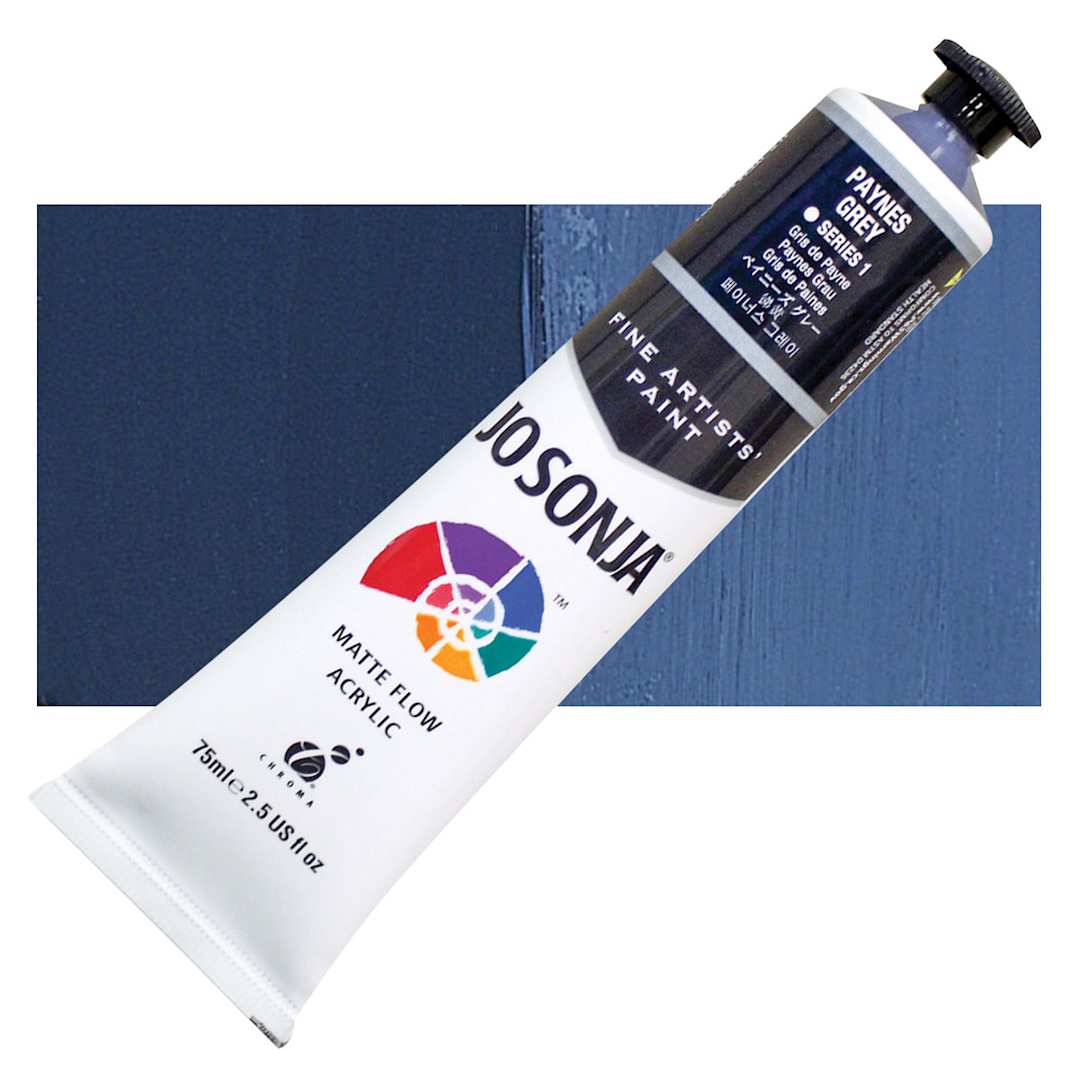 Open in modal - Jo Sonja's Artist Acrylic - Paynes Grey, 2.5 oz tube and swatch
