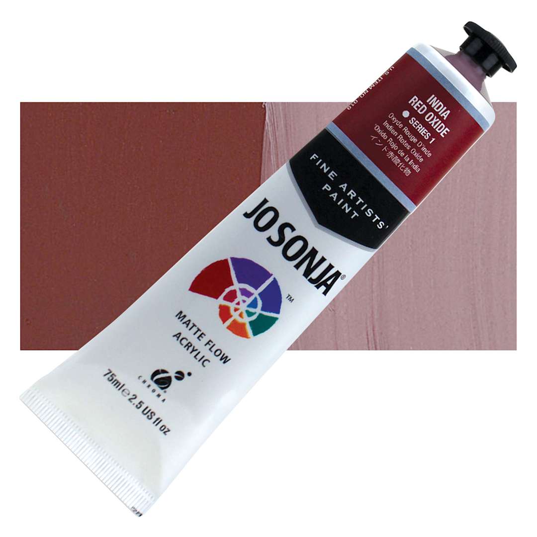 Open in modal - Jo Sonja's Artist Acrylic - India Red Oxide, 2.5 oz tube and swatch