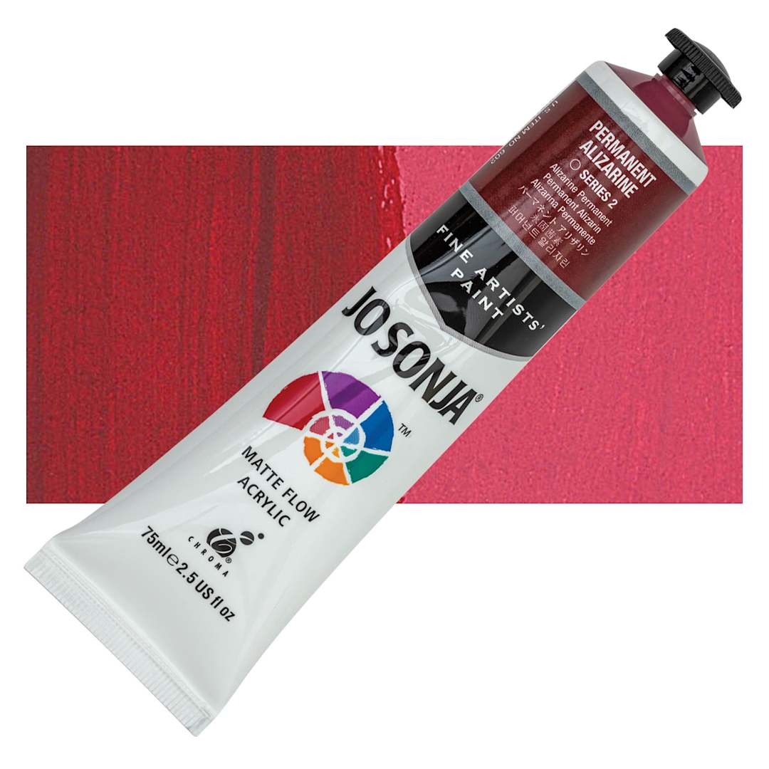 Open in modal - Jo Sonja's Artist Acrylic - Permanent Alizarine, 2.5 oz tube and swatch