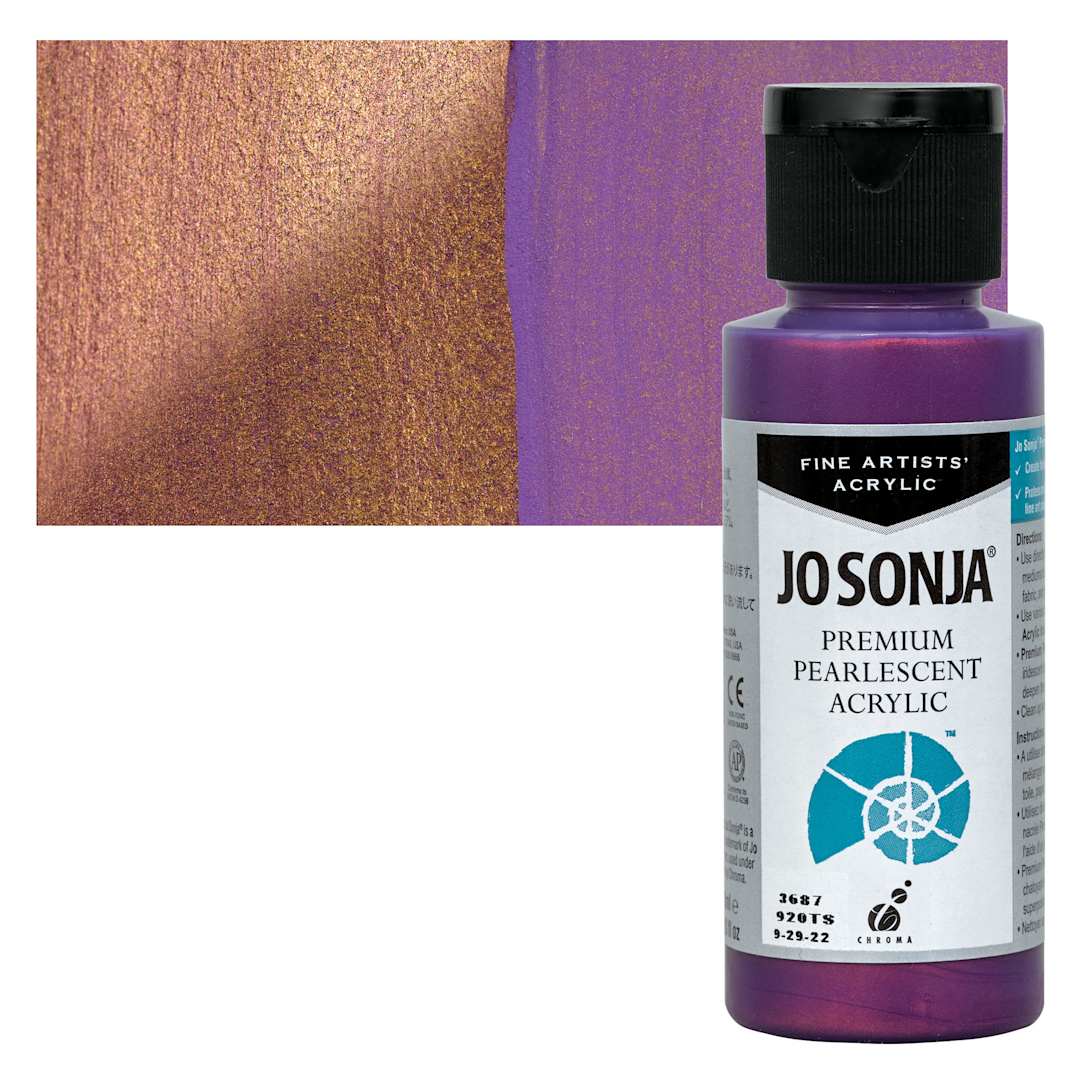 Open in modal - Chroma’s Jo Sonja Premium Pearlescent - Pearlescent Dark Red Violet, 2 oz bottle and swatch