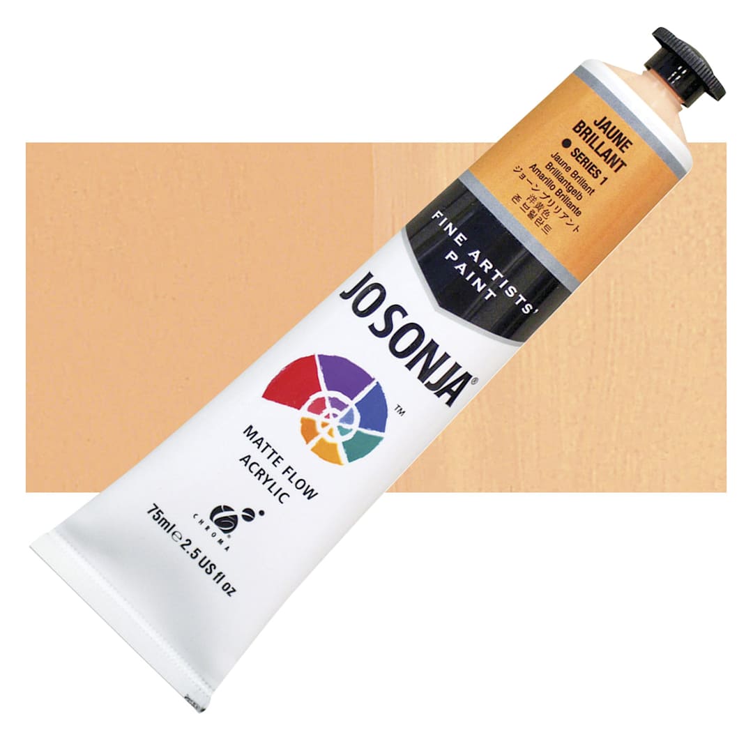 Open in modal - Jo Sonja's Artist Acrylic - Jaune Brilliant, 2.5 oz tube and swatch