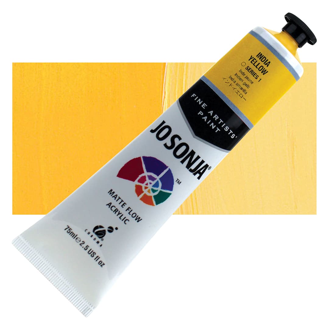 Open in modal - Jo Sonja's Artist Acrylic - India Yellow, 2.5 oz tube and swatch