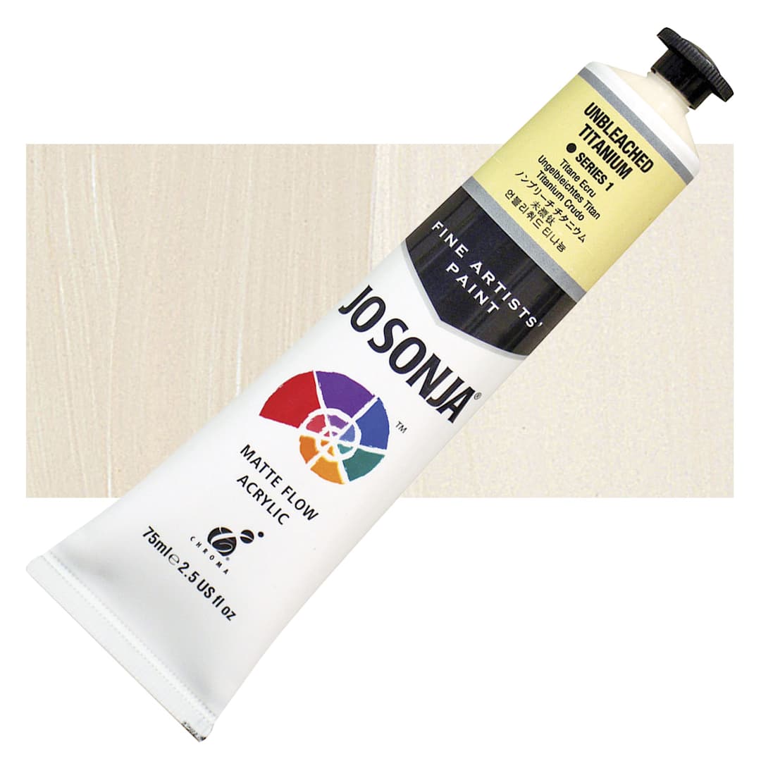 Open in modal - Jo Sonja's Artist Acrylic - Unbleached Titanium, 2.5 oz tube and swatch