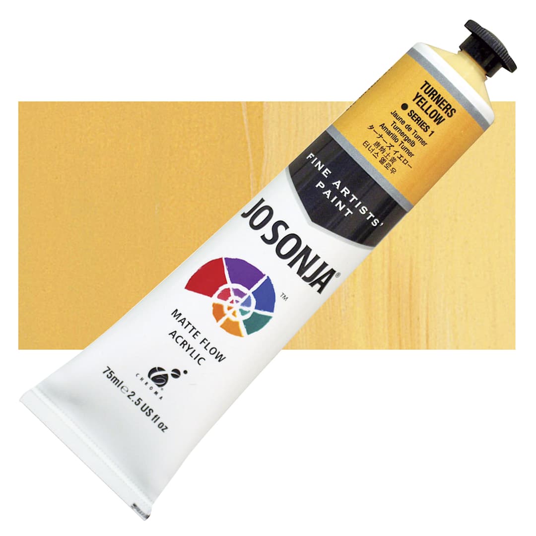 Open in modal - Jo Sonja's Artist Acrylic - Turner Yellow, 2.5 oz tube and swatch