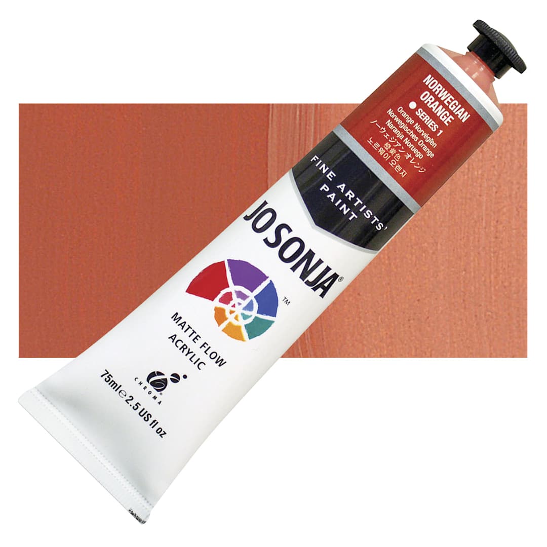 Open in modal - Jo Sonja's Artist Acrylic - Norwegian Orange, 2.5 oz tube and swatch