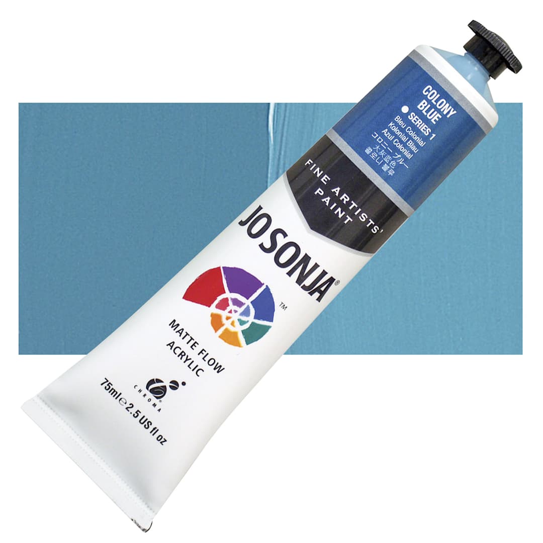 Open in modal - Jo Sonja's Artist Acrylic - Colony Blue, 2.5 oz tube and swatch