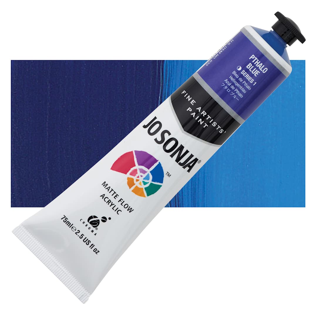 Open in modal - Jo Sonja's Artist Acrylic - Phthalo Blue, 2.5 oz tube and swatch