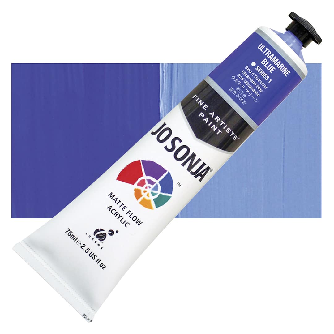 Open in modal - Jo Sonja's Artist Acrylic - Ultramarine Blue, 2.5 oz tube and swatch