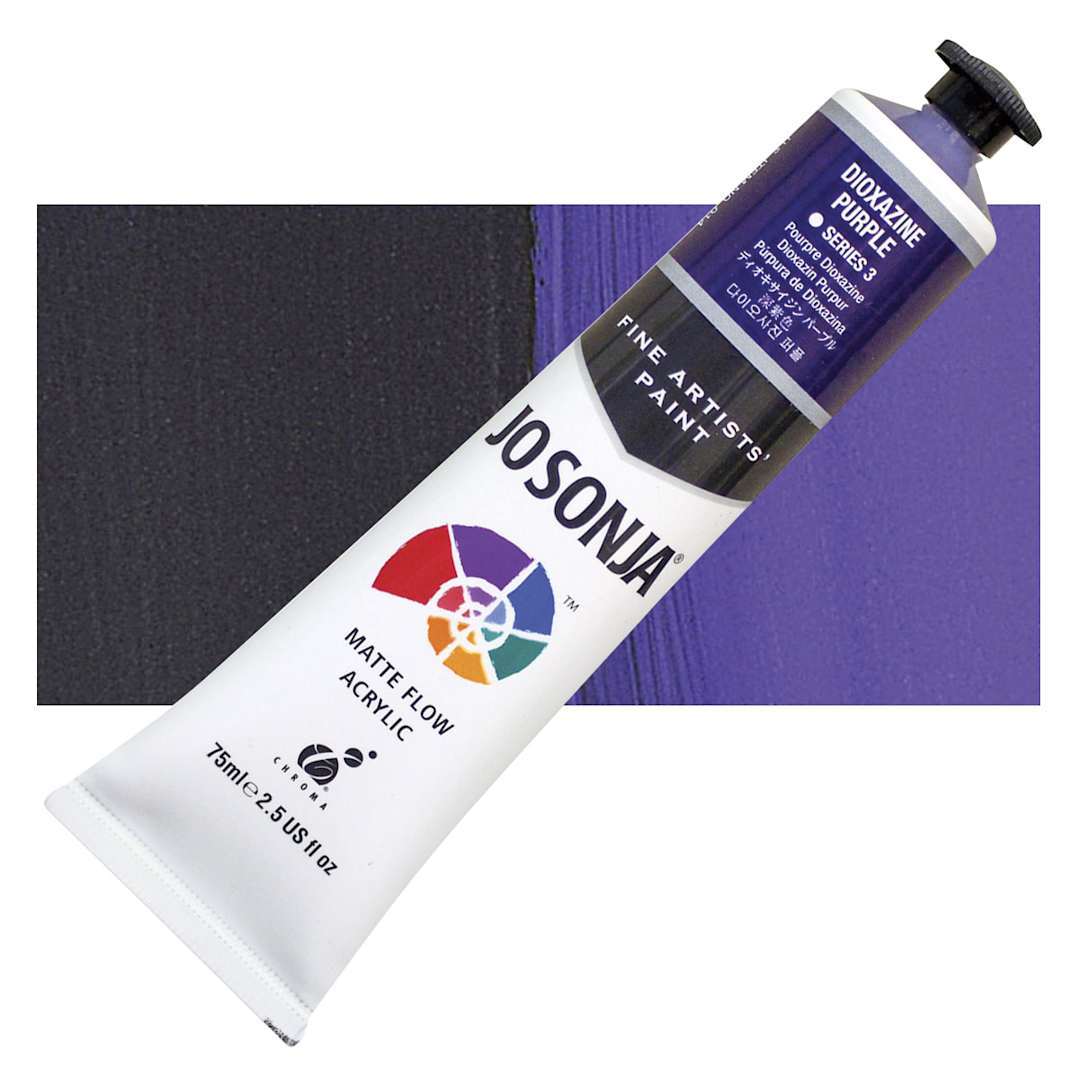 Open in modal - Jo Sonja's Artist Acrylic - Dioxide Purple, 2.5 oz tube and swatch