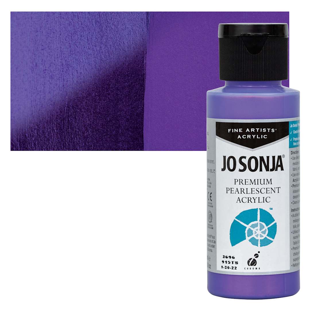 Open in modal - Chroma’s Jo Sonja Premium Pearlescent - Pearlescent Deep Violet, 2 oz bottle and swatch